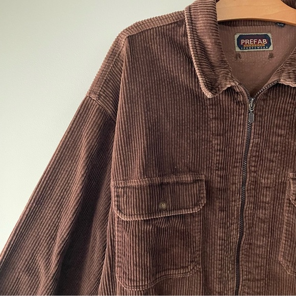 90s Vintage Prefab Sportswear Relaxed Fit Brown Corduroy Jacket Shacket Mens XL - Picture 8 of 10